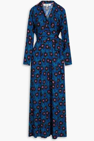 Diane von Furstenberg Piper floral-print crepe wide-leg jumpsuit - Blue - US 00