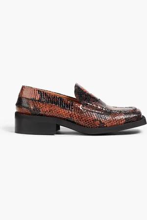 Ganni Snake-effect leather loafers - - EU 39