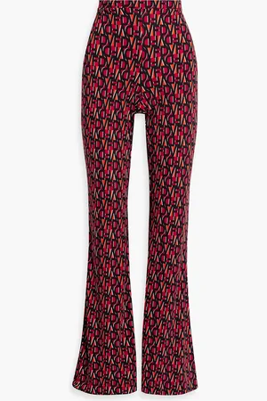 Diane von Furstenberg Printed stretch-jersey flared pants - Pink - L