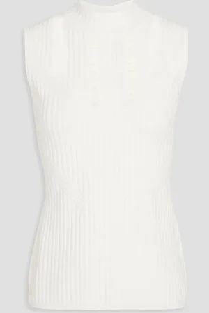 Diane von Furstenberg Viviane ribbed-knit turtleneck top - White - L