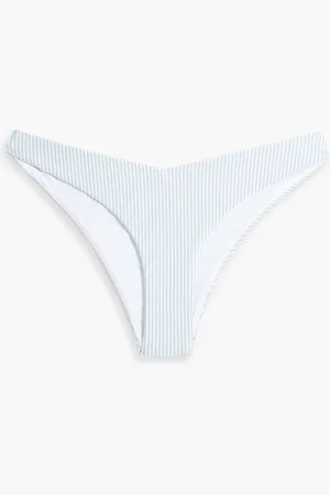 ONIA Chiara striped seersucker low-rise bikini briefs - Blue - L