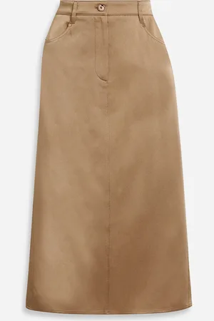 Brunello Cucinelli Satin-crepe midi skirt - Neutral - IT 46