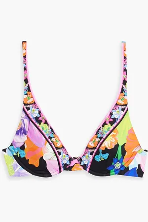 Camilla Crystal-embellished floral-print underwired bikini top - - M