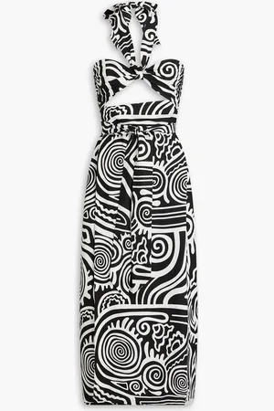 Mara Hoffman Paula two-tone printed TENCEL™ and linen-blend midi wrap dress - - US 0
