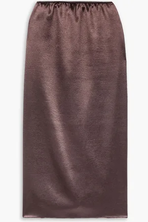 tibi Hammered-satin midi skirt - Brown - XXS