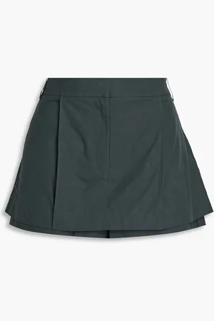 tibi Pleated cotton-sateen mini skirt - - US 2