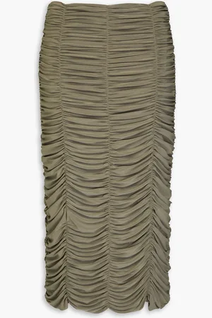 tibi Ruched jersey midi skirt - Green - US 0