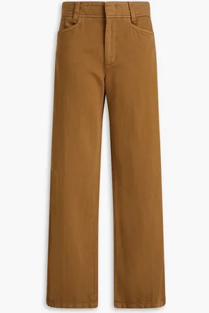 Vince Cotton, Lyocell and linen-blend twill straight-leg pants - Brown - US 12