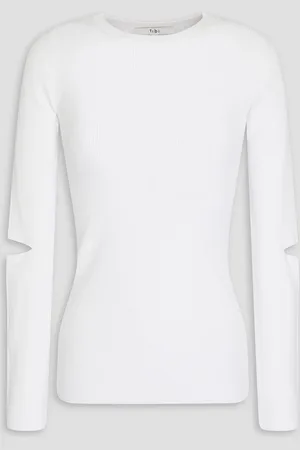 tibi Cutout ribbed jersey top - - S