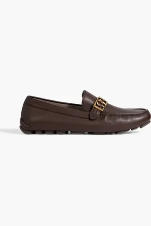 Salvatore Ferragamo Embellished leather driving shoes - Brown - US 5.5