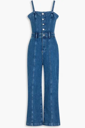 Paige Anessa cropped denim jumpsuit - Blue - US 10