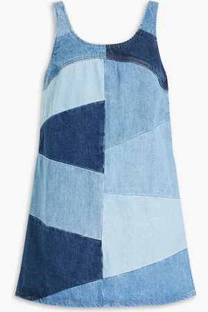 Frame Patchwork-effect denim mini dress - Blue - XS