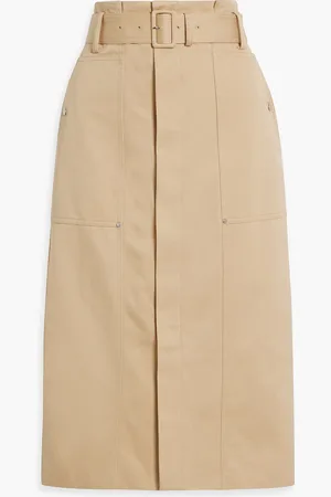 A.L.C. Maia belted cotton-twill midi skirt - Neutral - US 2