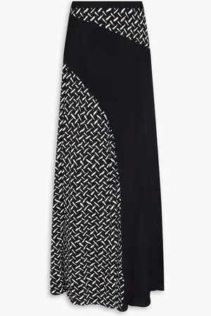 Diane von Furstenberg Ronan pleated printed crepe maxi skirt - - US 0