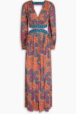 Diane von Furstenberg Jenifer cutout printed mousseline maxi dress - Brown - XS