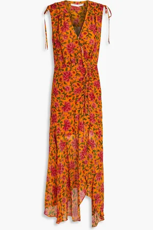 VERONICA BEARD Dovima ruched wrap-effect floral-print silk-chiffon maxi dress - - US 4