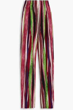 Diane von Furstenberg Bellini striped pleated woven wide-leg pants - Purple - US 0