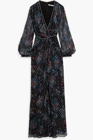 VERONICA BEARD Kaira embellished metallic printed silk-blend chiffon maxi dress - - US 0