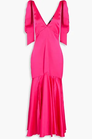 ROTATE Bow-detailed satin midi dress - Pink - DE 34