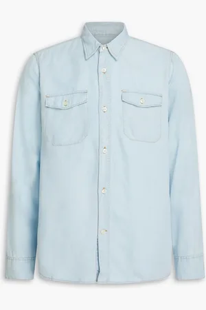 OFFICINE GENERALE Lyocell-chambray shirt - Blue - S
