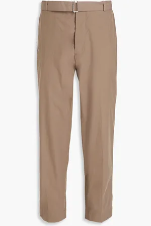 OFFICINE GENERALE Tapered belted cotton chinos - Neutral - IT 50