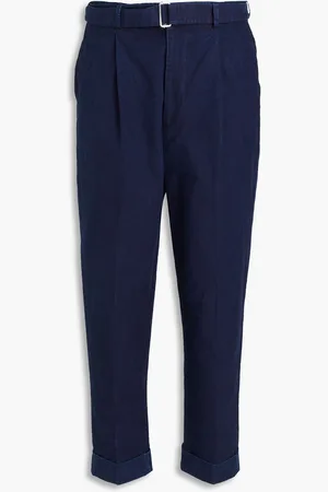 OFFICINE GENERALE Tapered belted cotton chinos - Blue - IT 46