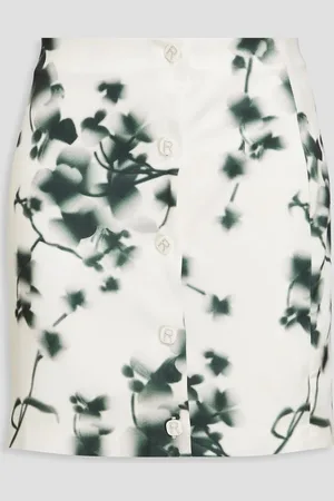 ROTATE Crystal-embellished floral-print satin mini skirt - White - DE 34