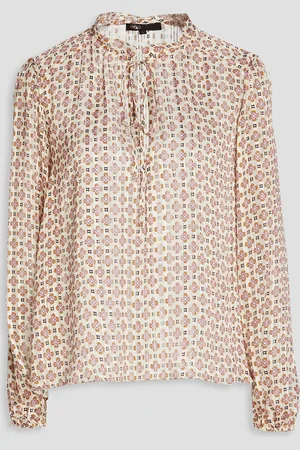 Maje Printed metallic jacquard blouse - White - 4