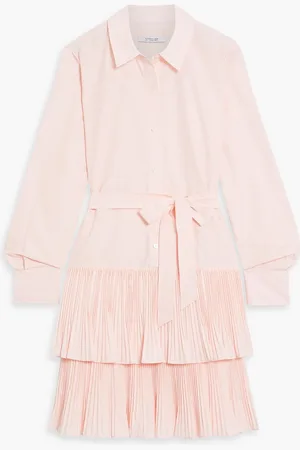 Derek Lam Stirling tiered plissé-poplin mini shirt dress - Pink - US 4