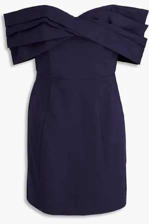 Nicholas Off-the-shoulder twist-front cotton-poplin mini dress - Blue - US 4