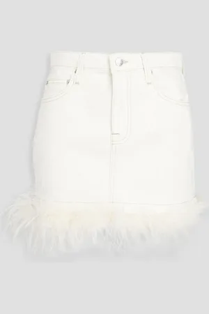 Simkhai Federica feather-trimmed denim mini skirt - White - 28