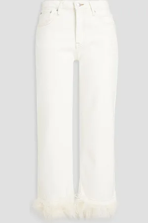 Simkhai Jude cropped feather-embellished high-rise wide-leg jeans - White - 27