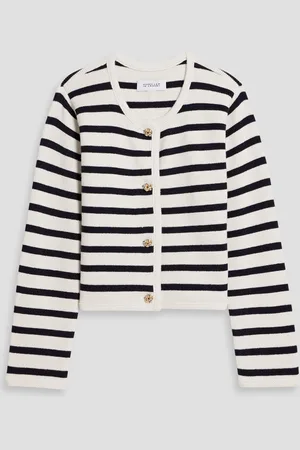 Derek Lam Striped ribbed wool-blend cardigan - White - XL