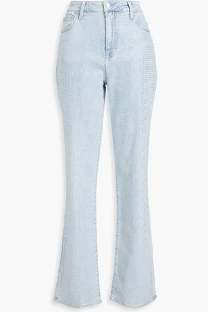 Simkhai Liam crystal-embellished high-rise straight-leg jeans - Blue - 30