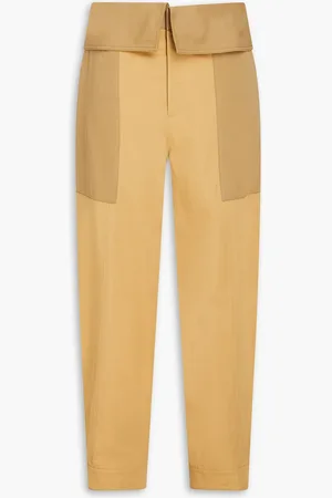 Frame Two-tone cotton-poplin tapered pants - Brown - US 10