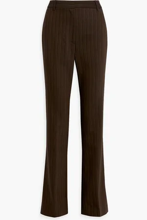 NILI LOTAN Corette pinstriped wool-blend straight-leg pants - Brown - US 6