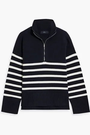 Arch4 Wandsworth striped cashmere half-zip sweater - Blue - L