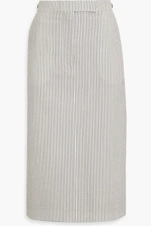 Thom Browne Striped wool-seersucker midi pencil skirt - Gray - IT 42