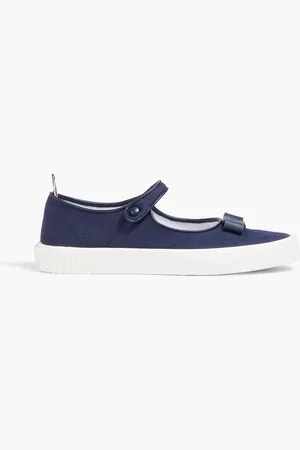 Thom Browne Tennis Mary Jane bow-detailed canvas sneakers - Blue - EU 35