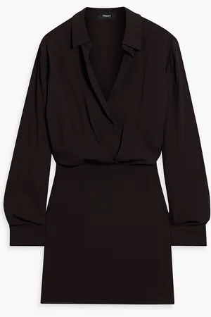 THEORY Draped crepe mini dress - Brown - US 8