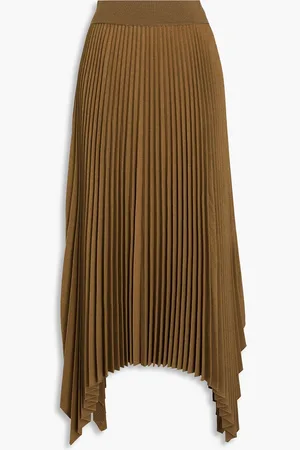 Joseph Asymmetric plissé wool-blend flannel maxi skirt - Neutral - FR 34