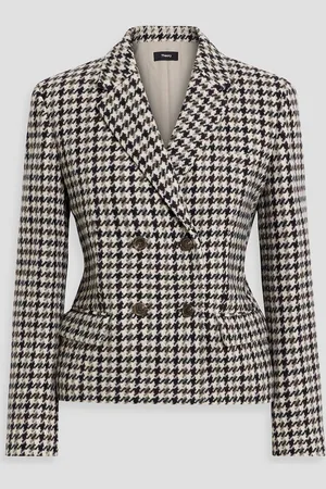 THEORY Double-breasted houndstooth wool blazer - White - US 4