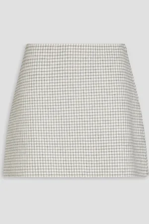THEORY Gingham wool-felt mini skirt - White - US 8