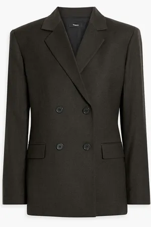 THEORY Double-breasted wool-felt blazer - Green - US 0