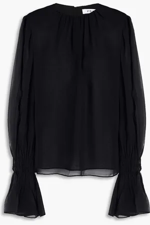 Frame Gathered silk-chiffon blouse - - XL