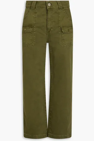 Frame Cropped cotton-blend twill cargo pants - Green - 25
