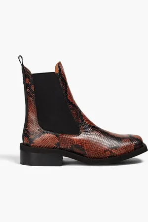 Ganni Snake-effect leather Chelsea boots - - EU 37