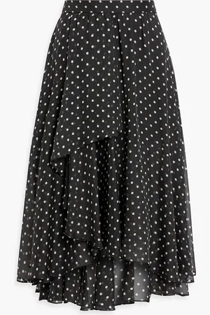 MIKAEL AGHAL Wrap-effect polka-dot chiffon midi skirt - - US 4