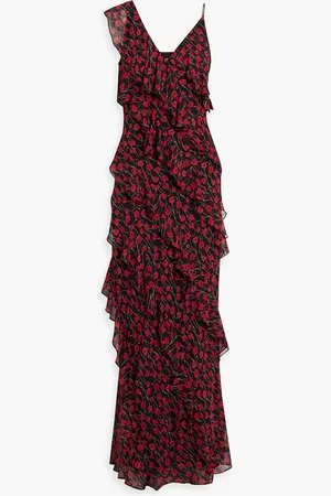 MIKAEL AGHAL Ruffled floral-print chiffon maxi dress - - US 8