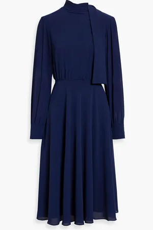 MIKAEL AGHAL Draped crepe midi dress - Blue - US 2